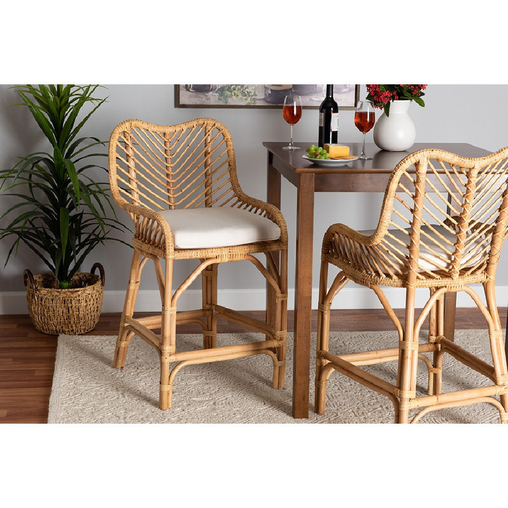 bali & pari Arween Modern Bohemian Natural Brown Rattan Counter Stool WHI-Arween-Rattan-CS