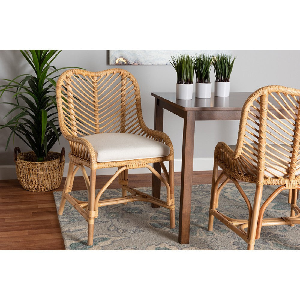 bali & pari Arween Modern Bohemian Natural Brown Rattan Dining Chair WHI-Arween-Rattan-DC