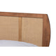 Baxton Studio Asami Mid-Century Modern Walnut Brown Finished Wood and Synthetic Rattan Queen Size Platform Bed