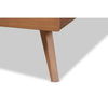 Baxton Studio Asami Mid-Century Modern Walnut Brown Finished Wood and Synthetic Rattan Queen Size Platform Bed