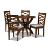Baxton Studio Aspen Modern and Contemporary Grey Fabric Upholstered and Walnut Brown Finished Wood 5-Piece Dining Set