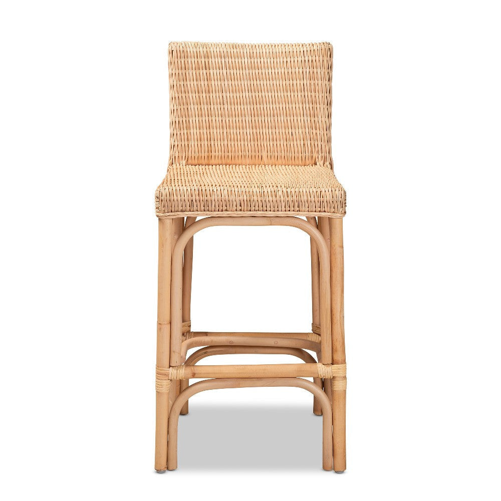 bali & pari Athena Modern and Contemporary Natural Finished Rattan Counter Stool WHI-Athena-Natural-CS