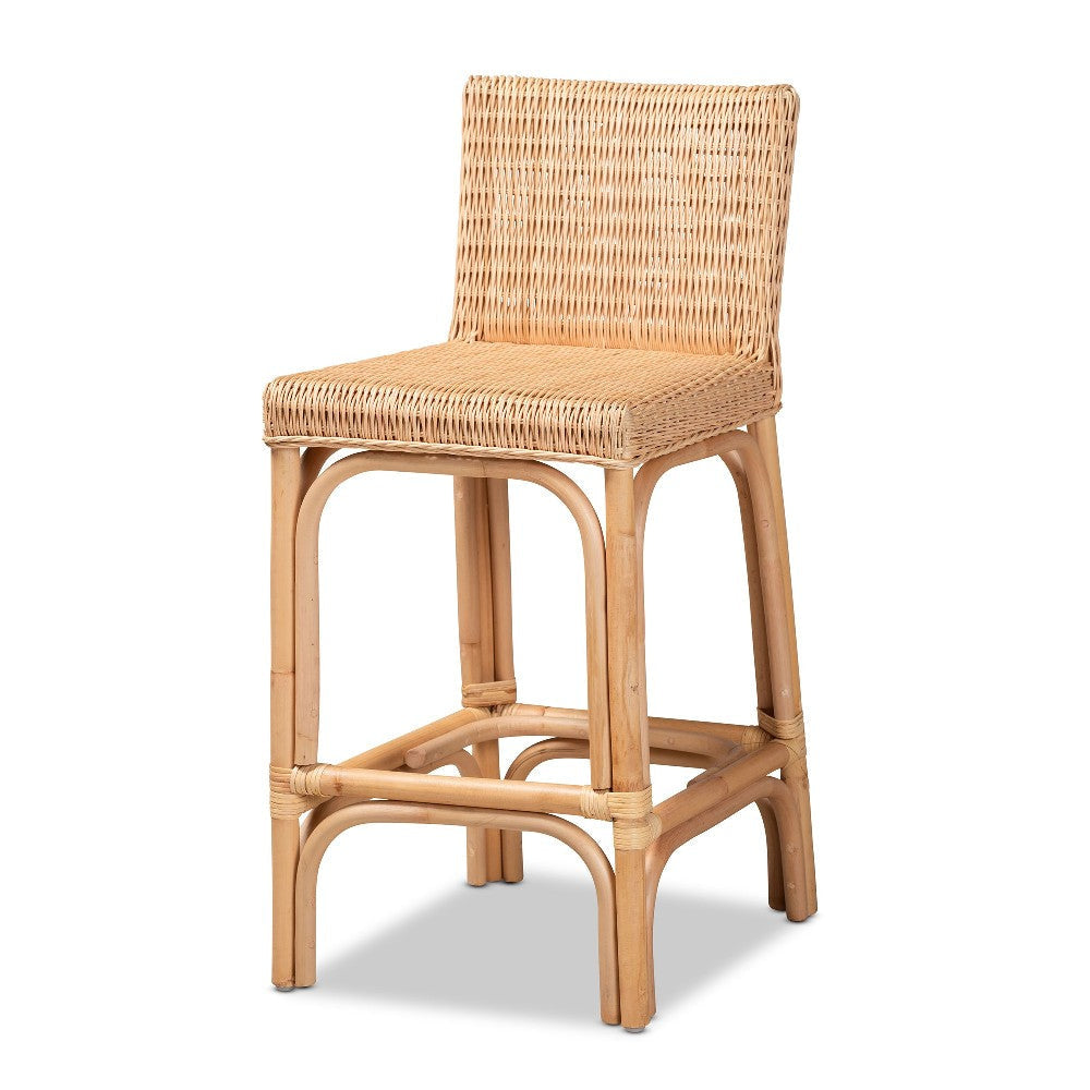 bali & pari Athena Modern and Contemporary Natural Finished Rattan Counter Stool WHI-Athena-Natural-CS
