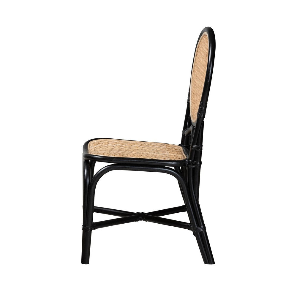 bali & pari Ayana Mid-Century Modern Two-Tone Black and Natural Brown Rattan Dining Chair WHI-Ayana-Rattan-DC