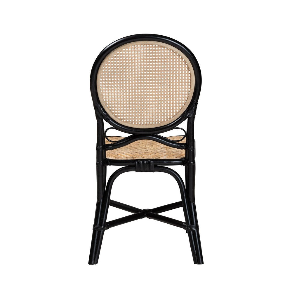 bali & pari Ayana Mid-Century Modern Two-Tone Black and Natural Brown Rattan Dining Chair WHI-Ayana-Rattan-DC