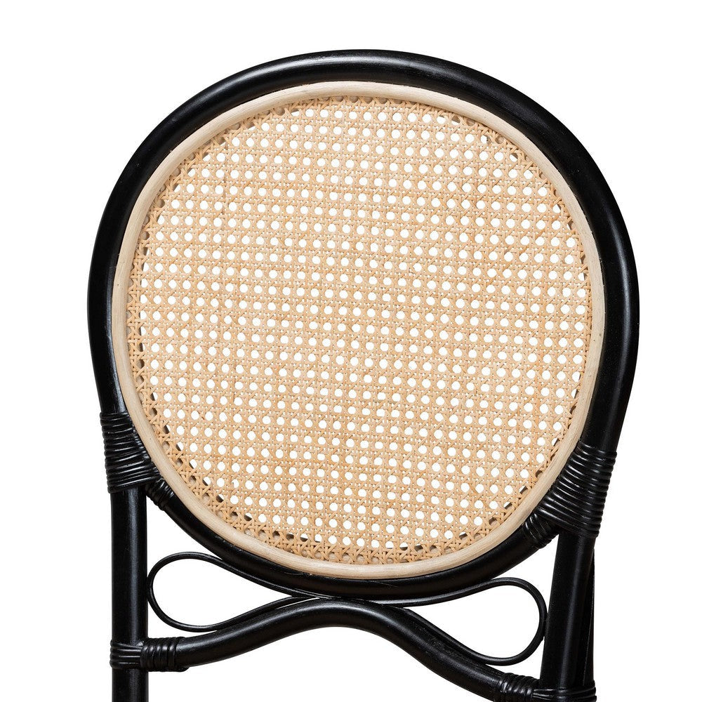 bali & pari Ayana Mid-Century Modern Two-Tone Black and Natural Brown Rattan Dining Chair WHI-Ayana-Rattan-DC
