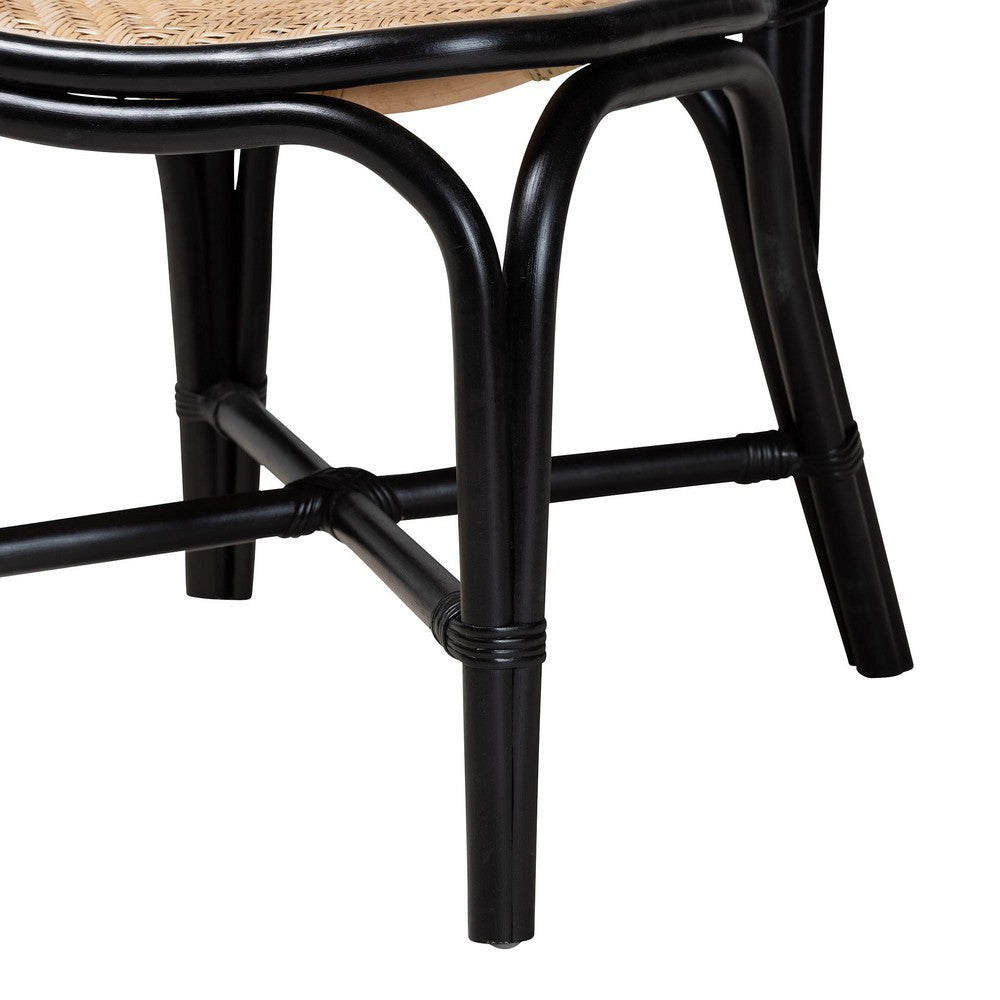 bali & pari Ayana Mid-Century Modern Two-Tone Black and Natural Brown Rattan Dining Chair WHI-Ayana-Rattan-DC