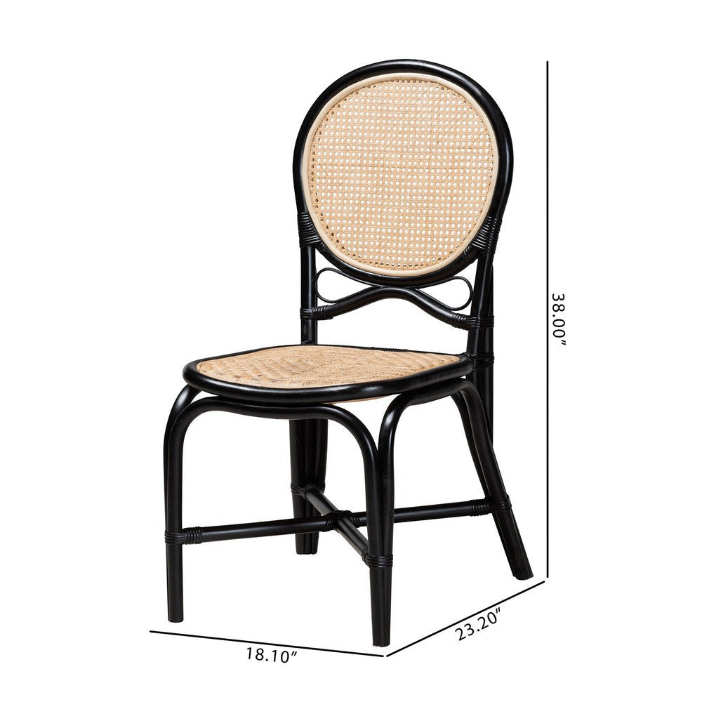 bali & pari Ayana Mid-Century Modern Two-Tone Black and Natural Brown Rattan Dining Chair WHI-Ayana-Rattan-DC
