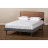 Baxton Studio Ayla Mid-Century Modern Dark Grey Fabric Upholstered Walnut Brown Finished Wood Queen Size Platform Bed