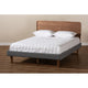 Baxton Studio Ayla Mid-Century Modern Dark Grey Fabric Upholstered Walnut Brown Finished Wood Queen Size Platform Bed