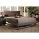 Baxton Studio Ayla Mid-Century Modern Dark Grey Fabric Upholstered Walnut Brown Finished Wood Queen Size Platform Bed