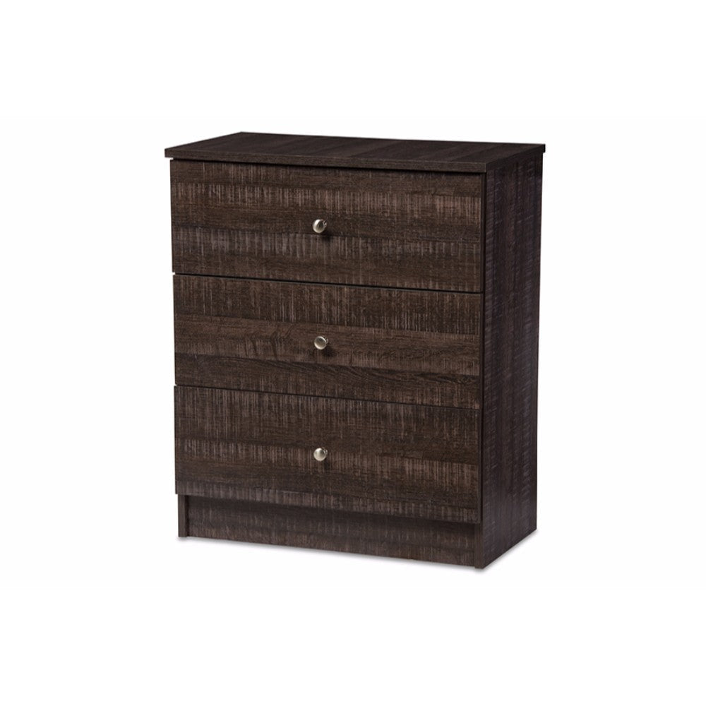 Baxton Studio Decon Modern and Contemporary Espresso Brown Wood 3-Drawer Storage Chest WHI-B06-Brown