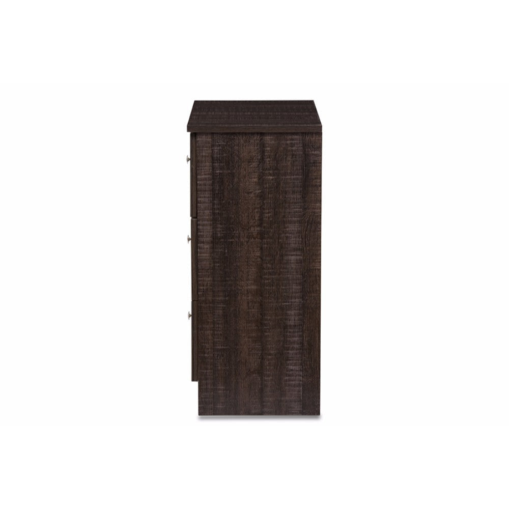 Baxton Studio Decon Modern and Contemporary Espresso Brown Wood 3-Drawer Storage Chest