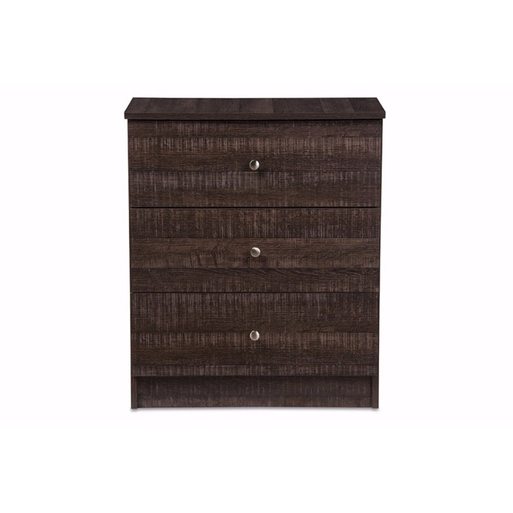 Baxton Studio Decon Modern and Contemporary Espresso Brown Wood 3-Drawer Storage Chest WHI-B06-Brown