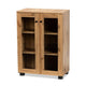 Baxton Studio Mason Modern and Contemporary Oak Brown Finished Wood 2-Door Storage Cabinet with Glass Doors WHI-B12-Wotan-Oak