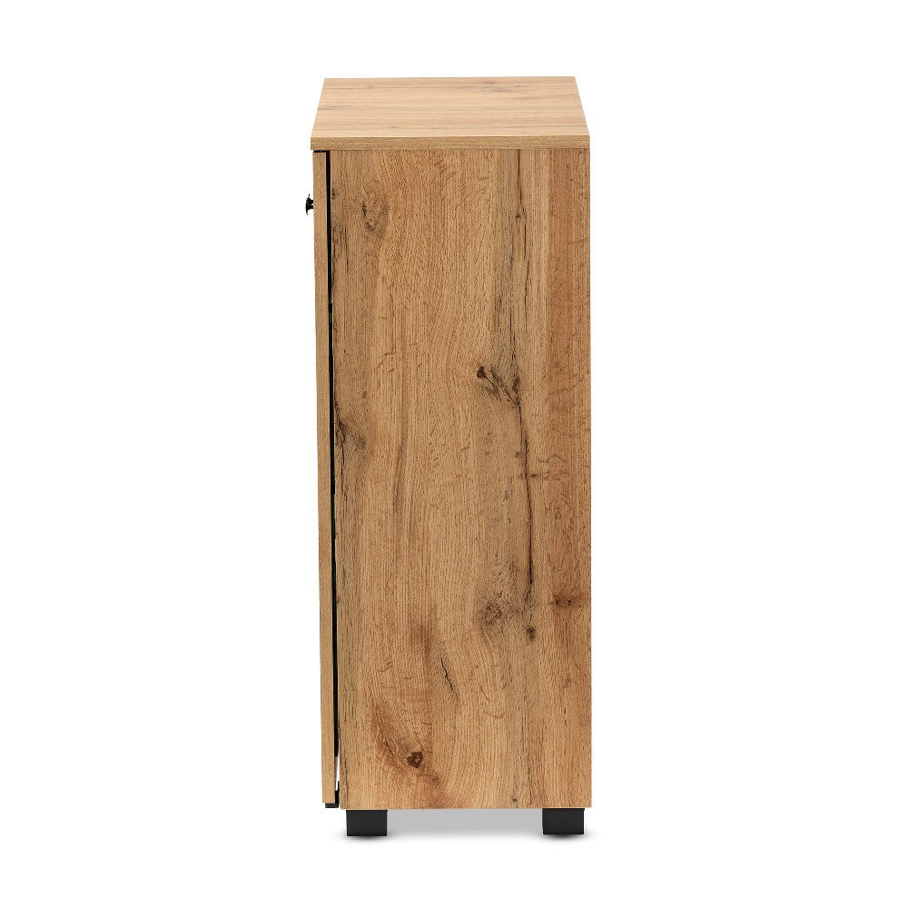 Baxton Studio Mason Modern and Contemporary Oak Brown Finished Wood 2-Door Storage Cabinet with Glass Doors WHI-B12-Wotan-Oak
