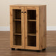 Baxton Studio Mason Modern and Contemporary Oak Brown Finished Wood 2-Door Storage Cabinet with Glass Doors