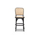 Baxton Studio Vance Mid-Century Modern Brown Woven Rattan and Black Wood Cane Counter Stool WHI-B23-Black-Beechwood/Rattan-CS