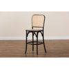 Baxton Studio Vance Mid-Century Modern Brown Woven Rattan and Black Wood Cane Counter Stool