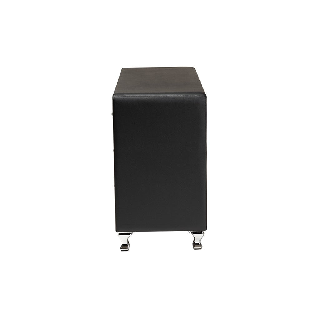 Baxton Studio Luminescence Black Faux Leather Upholstered Dresser