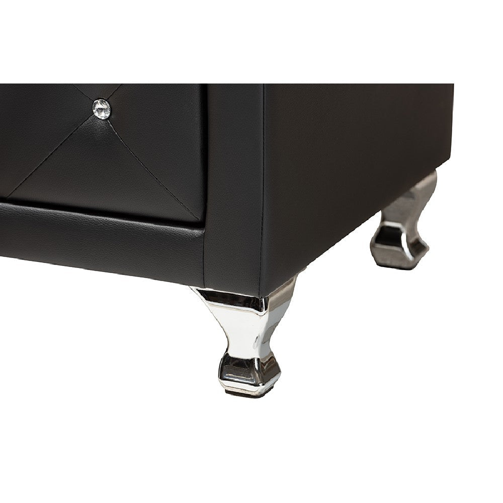 Baxton Studio Luminescence Black Faux Leather Upholstered Dresser