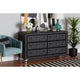 Baxton Studio Luminescence Black Faux Leather Upholstered Dresser