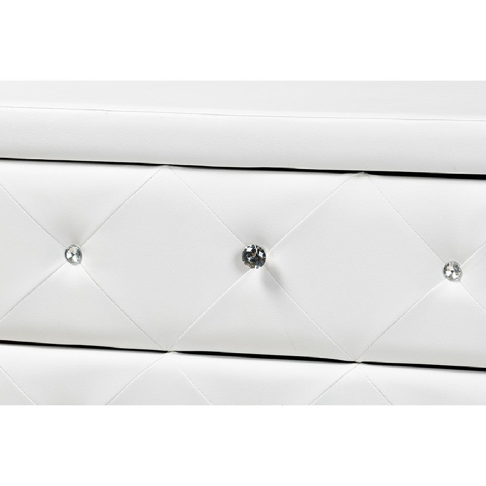 Baxton Studio Luminescence White Faux Leather Upholstered Dresser