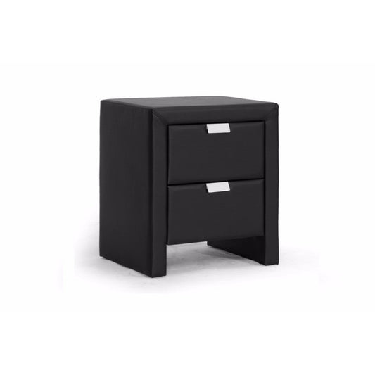 Baxton Studio Frey Black Upholstered Modern Nightstand