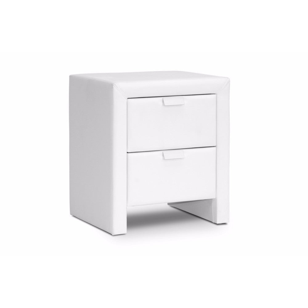 Baxton Studio Frey White Upholstered Modern Nightstand