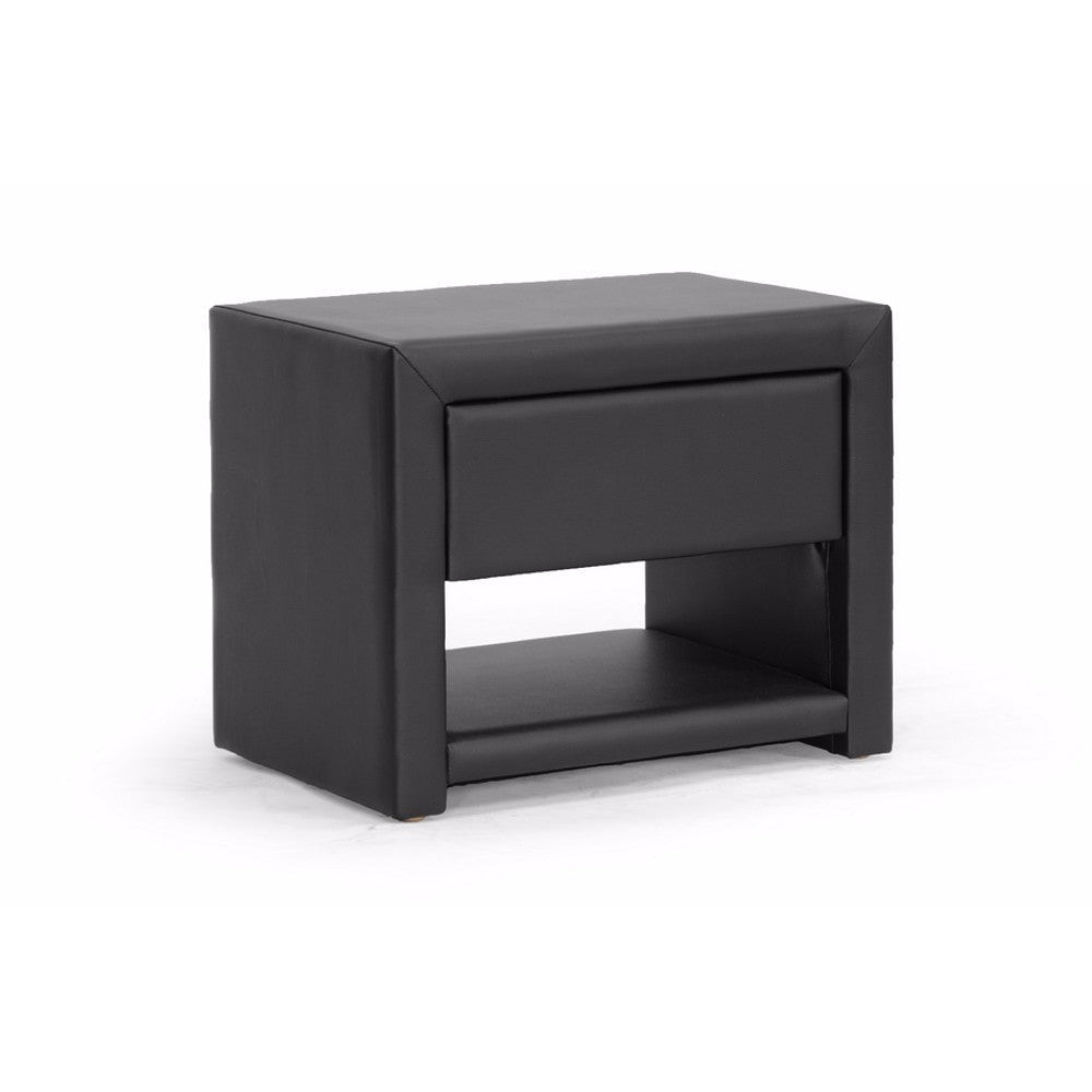 Baxton Studio Massey Black Upholstered Modern Nightstand