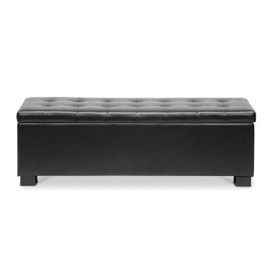 Baxton Studio Roanoke Contemporary Black Ottoman