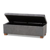 Baxton Studio Roanoke Modern and Contemporary Grey Velvet Fabric Upholstered Grid-Tufted Storage Ottoman Bench