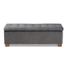 Baxton Studio Roanoke Modern and Contemporary Grey Velvet Fabric Upholstered Grid-Tufted Storage Ottoman Bench