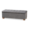 Baxton Studio Roanoke Modern and Contemporary Grey Velvet Fabric Upholstered Grid-Tufted Storage Ottoman Bench