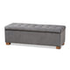 Baxton Studio Roanoke Modern and Contemporary Grey Velvet Fabric Upholstered Grid-Tufted Storage Ottoman Bench