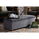 Baxton Studio Roanoke Modern and Contemporary Grey Velvet Fabric Upholstered Grid-Tufted Storage Ottoman Bench