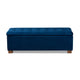 Baxton Studio Roanoke Modern and Contemporary Navy Blue Velvet Fabric Upholstered Grid-Tufted Storage Ottoman Bench