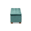 Baxton Studio Roanoke Modern and Contemporary Teal Blue Velvet Fabric Upholstered Grid-Tufted Storage Ottoman Bench