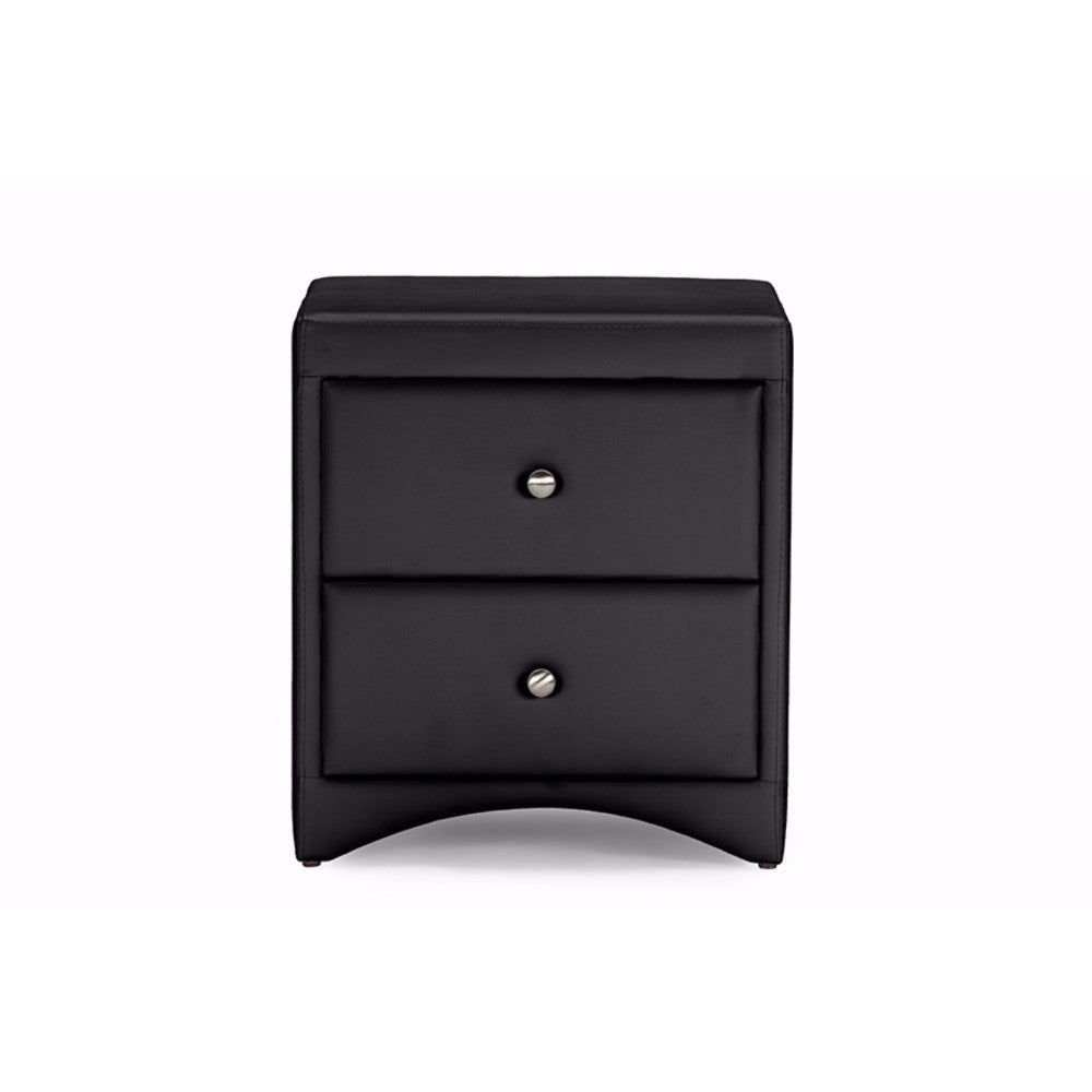 Baxton Studio Dorian Black Faux Leather Upholstered Modern Nightstand WHI-BBT3106-Black-NS