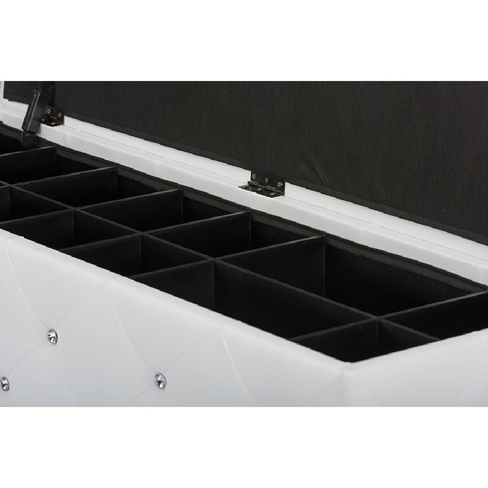 Baxton Studio Seine White Leather Contemporary Storage Ottoman WHI-BBT3112-White-Storage-Bench