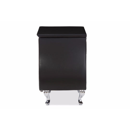 Baxton Studio Erin Modern and Contemporary Black Faux Leather Upholstered Nightstand