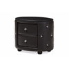 Baxton Studio Davina Hollywood Glamour Style Oval 2-drawer Black Faux Leather Upholstered Nightstand