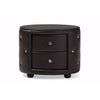 Baxton Studio Davina Hollywood Glamour Style Oval 2-drawer Black Faux Leather Upholstered Nightstand