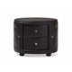 Baxton Studio Davina Hollywood Glamour Style Oval 2-drawer Black Faux Leather Upholstered Nightstand
