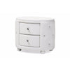 Baxton Studio Davina Hollywood Glamour Style Oval 2-drawer White Faux Leather Upholstered Nightstand