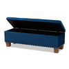 Baxton Studio Hannah Modern and Contemporary Navy Blue Velvet Fabric Upholstered Button-Tufted Storage Ottoman Bench