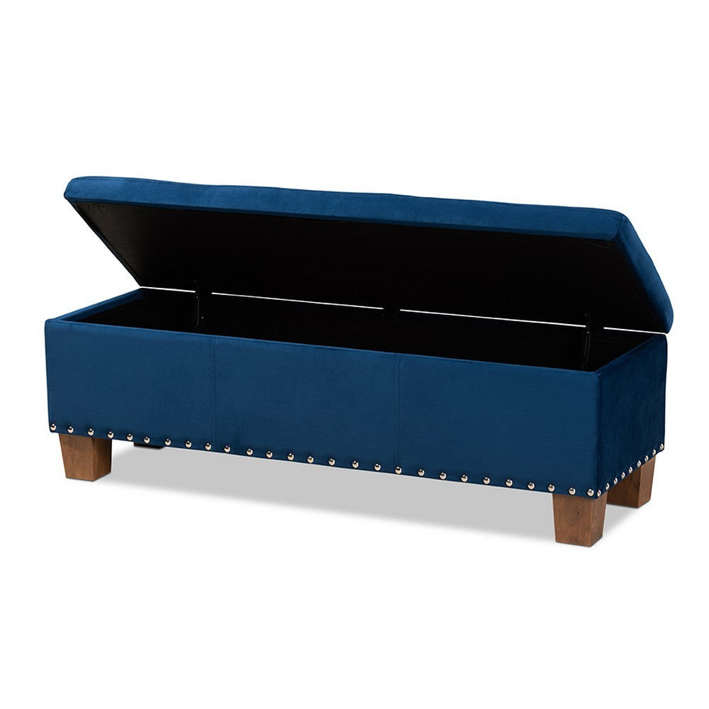 Baxton Studio Hannah Modern and Contemporary Navy Blue Velvet Fabric Upholstered Button-Tufted Storage Ottoman Bench
