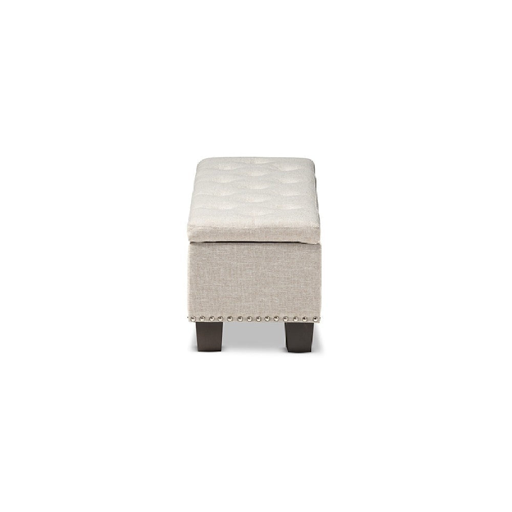Baxton Studio Hannah Modern and Contemporary Beige Fabric Upholstered Button-Tufting Storage Ottoman Bench