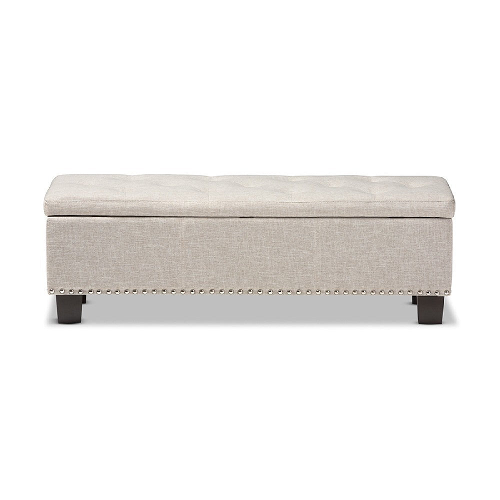 Baxton Studio Hannah Modern and Contemporary Beige Fabric Upholstered Button-Tufting Storage Ottoman Bench