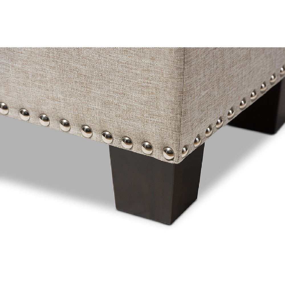 Baxton Studio Hannah Modern and Contemporary Beige Fabric Upholstered Button-Tufting Storage Ottoman Bench